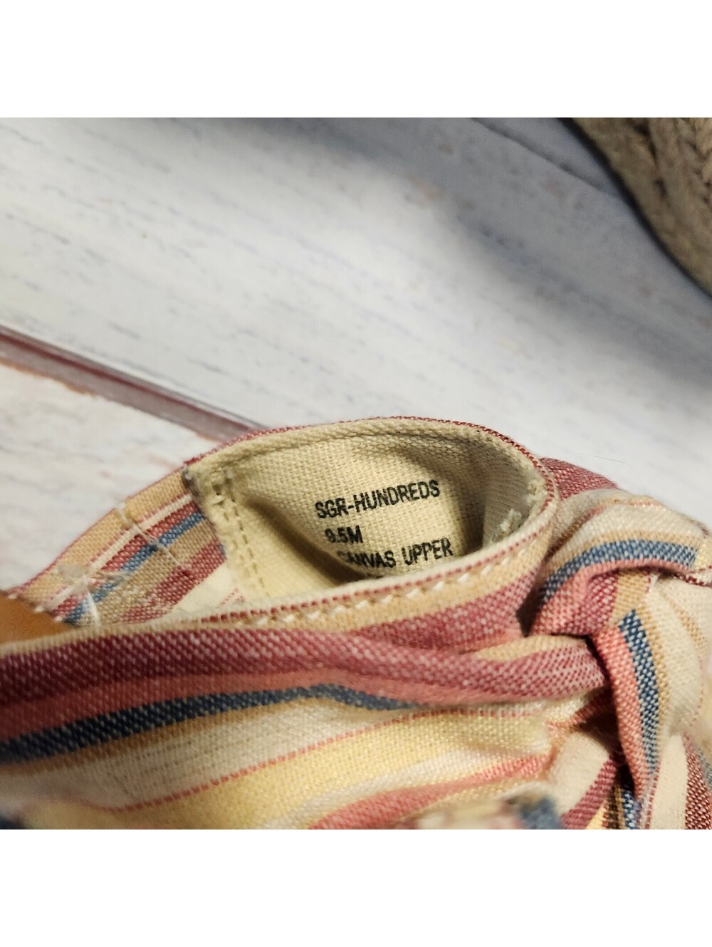 Sugar womens striped espadrille wedge slide sandals size 9.5 - Picture 6 of 9